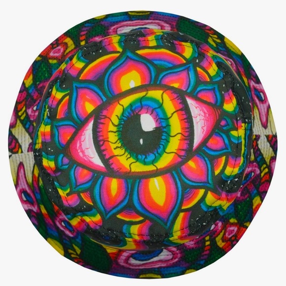 Unisex Psychedelic Mushroom Trippy Packable Travel Bucket Hat - Picture 3 of 9